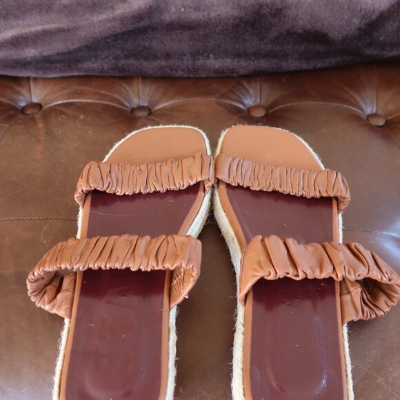 $295 STAUD Maya espadrille sandals flatform cognac brown size 36 platform 1" - Picture 12 of 16